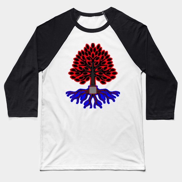 Mechanical Red Electronic Thunder Eating Tree Baseball T-Shirt by Student-Made